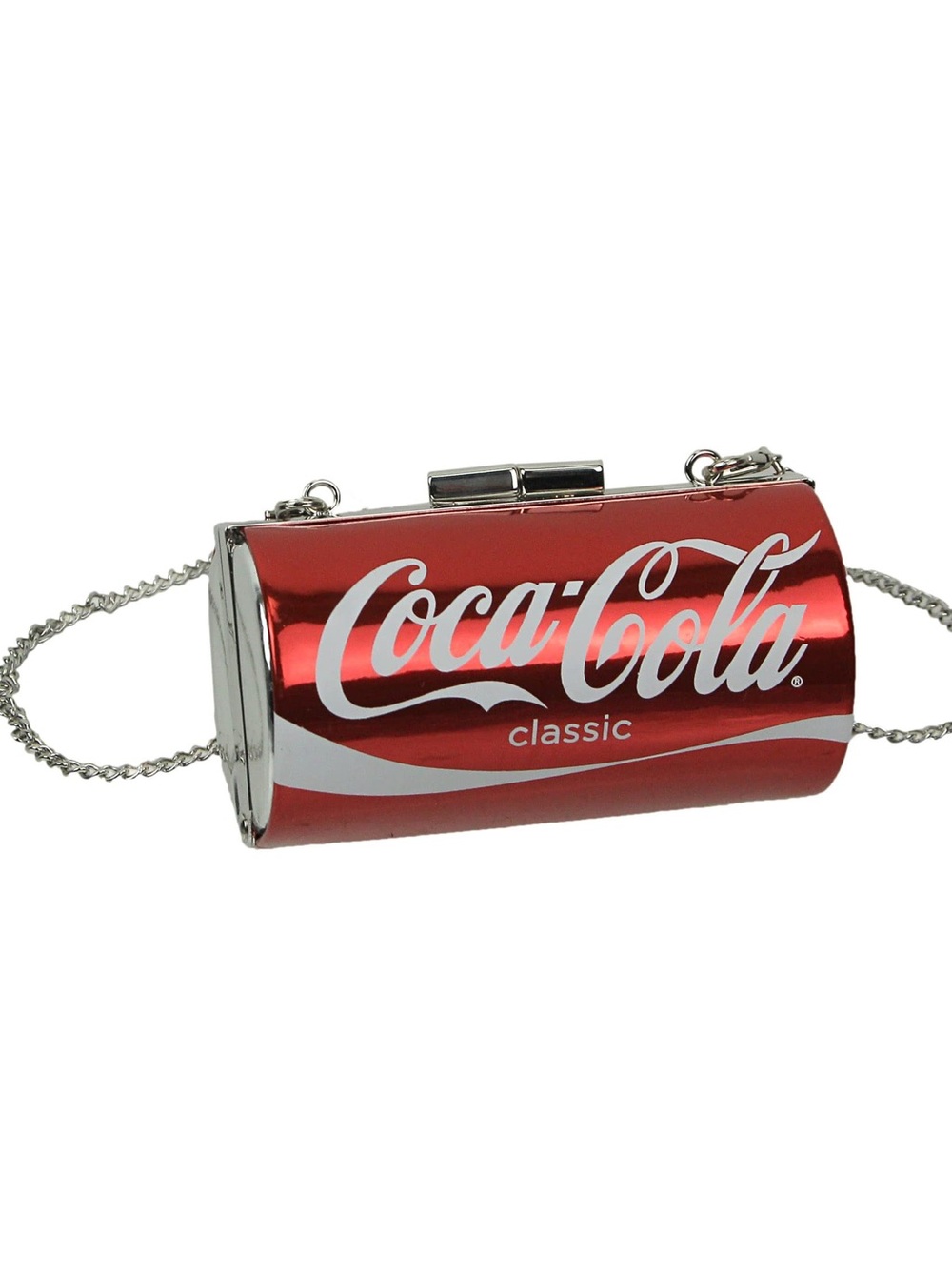 Coca Cola Red Can-Shaped Mini Crossbody Bag with Silver Chain